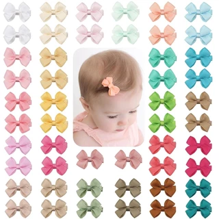 10Pcs Pequenos Clipes De Baby Bows Para Bebês Em Laços De Cabelo De 2 " Totalmente Cobertos Barrettes Acessórios Meninas E De Pequeno Porte