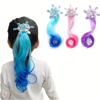 3 Peças de Extensão de Cabelo de Menina, Perucas Coloridas, Belas Acessórios de Cabelo Trançado Trançado, Cabeleireiro Decorativo Fashionable