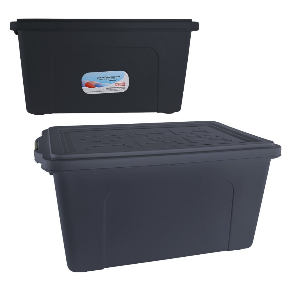 Caixa Organizadora Multiuso Container 70 Litros - Branco e Preto ...