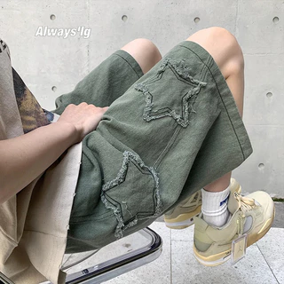 Estrela Patchwork Shorts Homens Vintage Denim Verão Básico Simples All-jogo Venda Quente De Cintura Alta Lazer Ulzzang Streetwear Chic Shorts