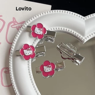 Lovito Grampos de cabelo de metal com flores fofas de desenho animado para mulheres LFA41010