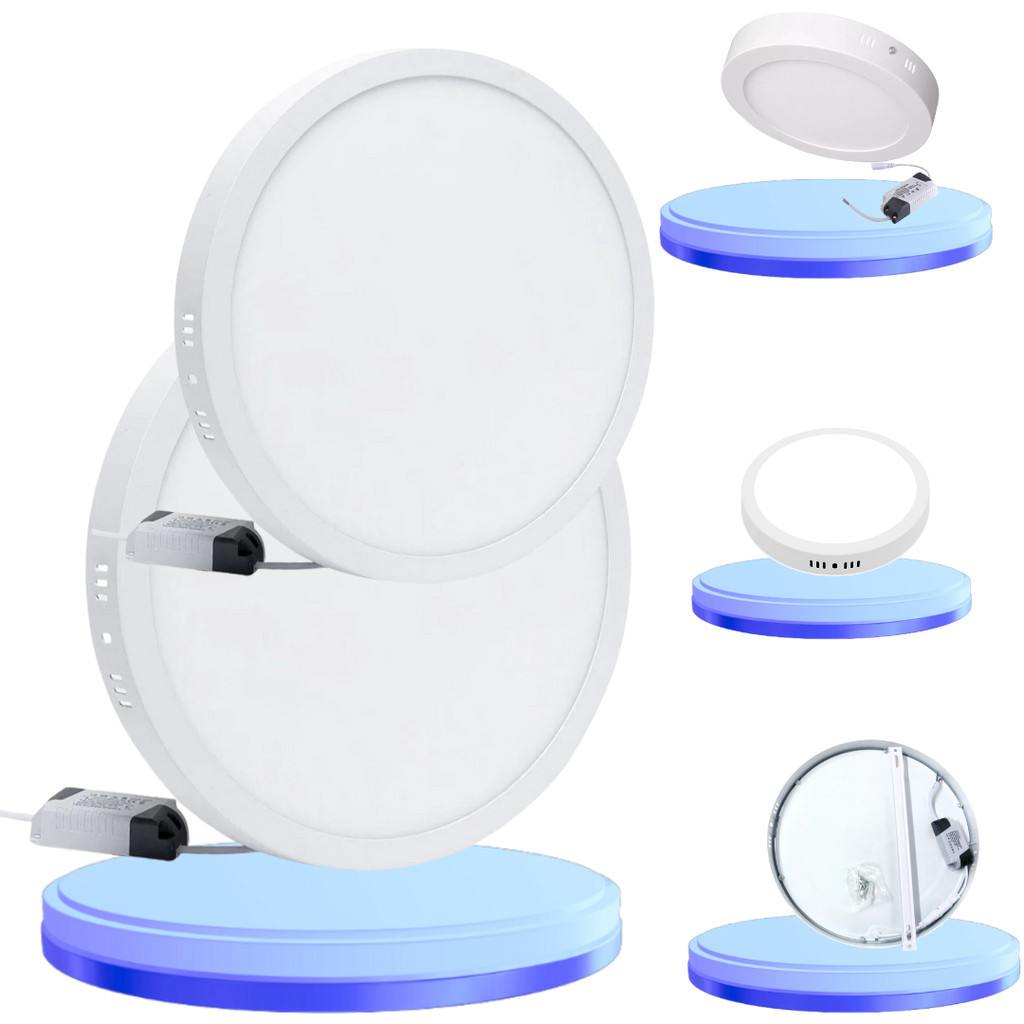 Kit 2 Luminária Plafon Led 25W Redondo Sobrepor Alumínio Branco Frio 6500k Bivolt 110v-220v