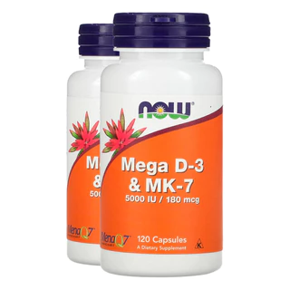 Kit 2x Vitamina Mega D-3 e MK-7 Now Foods 120Veg Caps Importado/Made in Usa