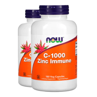 Kit 2x Zinco Imune e Vitamina C Now Foods 180Veg Caps Importado/Made in Usa