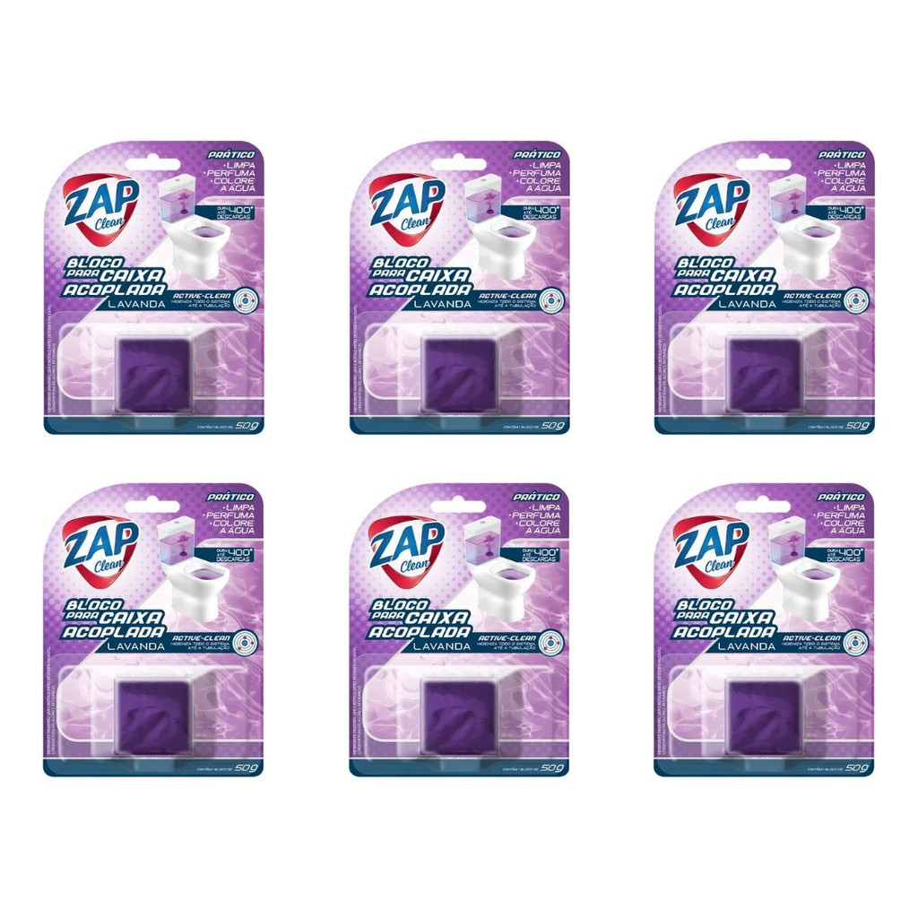 Kit C/ 6un Bloco p/ Caixa Acoplada Zap Clean 50g | Shopee Brasil
