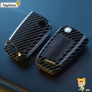 FAYSHOW Carro Key , Protetor De Proteção Total Capa Para Chave Remota Do , Porta-Chaves De Fibra De Carbono ABS VW Volkswagen/Golf 7/MK7/Tiguan/MK2/Skoda/Octavia Acessórios Carros