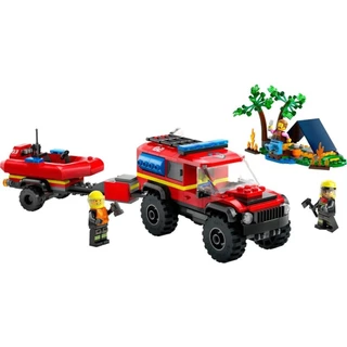 Lego City- Caminhão dos Bombeiros 4x4 com Barco de Resgate - 301 Peças - 60412- Lego