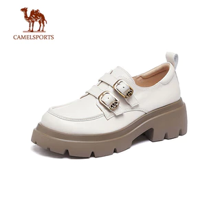 CAMEL SPORTS Loafers Mulheres Estilo Britânico De Sapatos De Couro Pequeno Versátil Casual De Boca Grossa