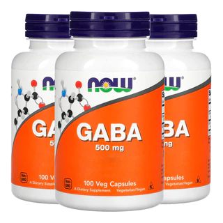 Kit 3x Now Foods Gaba/Ácido Gama 500mg e Vitamina B6 100Cap Veg/Made in Usa