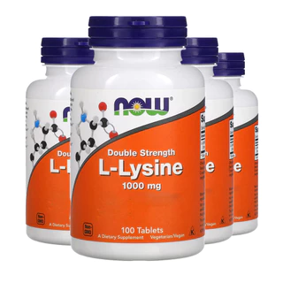 Kit 4x L Lisina Dupla Força 1000mg Now Foods 100Tab /Made in Usa