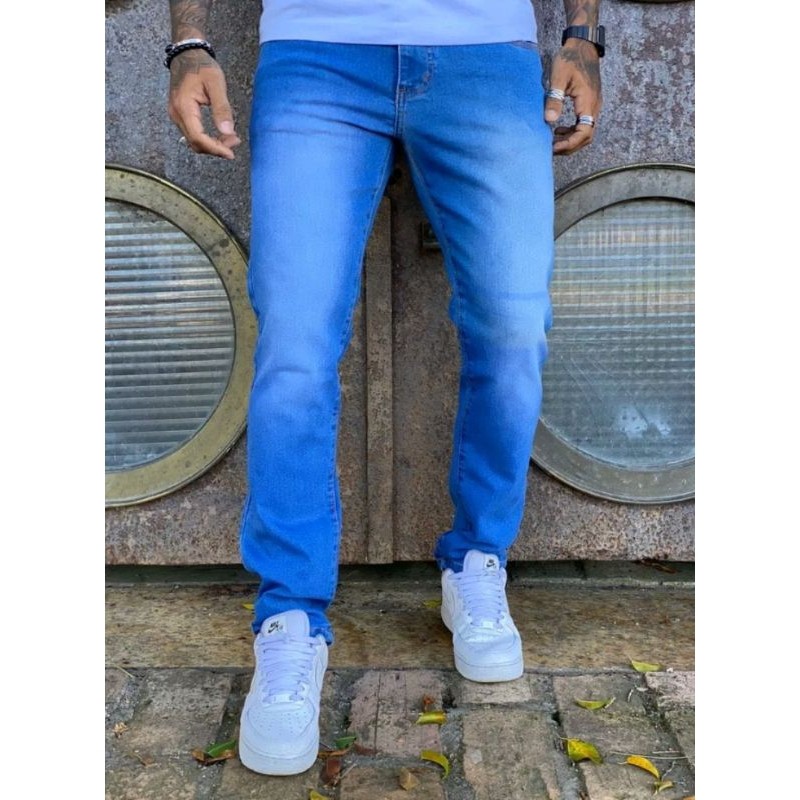 Calça jeans masculina fashion elastano