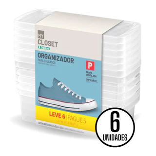 Kit 6 Unidades Caixas Organizadoras de Sapato Calçado 28/34