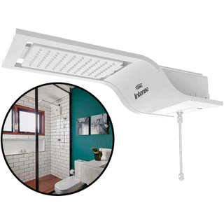 Chuveiro Ducha Elétrico Intense Eletrônico Para Parede Branco Jato Intenso Controle De Temperatura