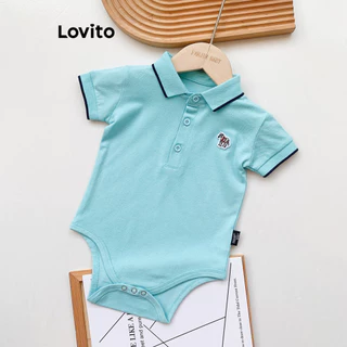 Lovito Body estampado com botões contrastantes e lisos fofos para bebê LNA82023