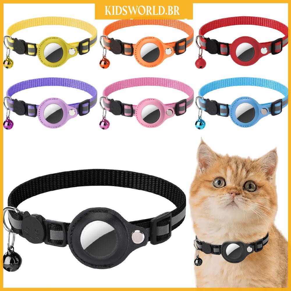 Para Coleira De Gato AirTag Reflexiva Animais De Estimação Com Suporte ...