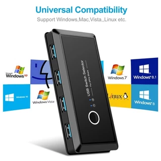 Seletor De Switcher USB 3.0 2 Computadores Compartilhando 4 Dispositivos Adaptador De Hub De Switch KVM Para Impressora De Teclado E Mouse