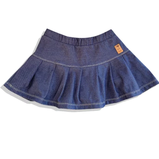 Saia Short Infanto Juvenil Jeans Fake Azul Marinho