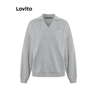 Lovito Moletom casual de metal liso para mulheres L106AD259