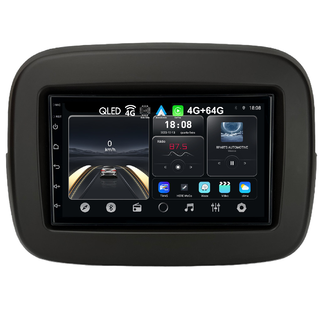 Kit Multimidia 7 Polegadas Android Fiat Mobi 2016 a 2023 Marrom Octa ...