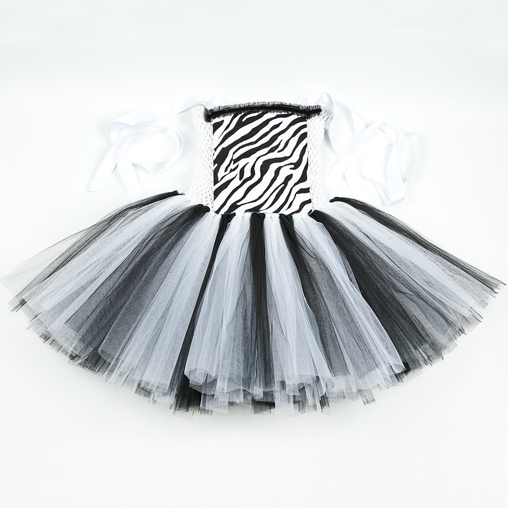 Forest Party Zebra Animal Dress Up Meninas Vestido de Princesa de Gaze