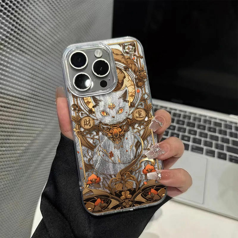 Capinha gato fofo iPhone 13 15 11 14 16 7 plus pro max Capa iphone 12 xr xs Anti-impacto case lantejoulas