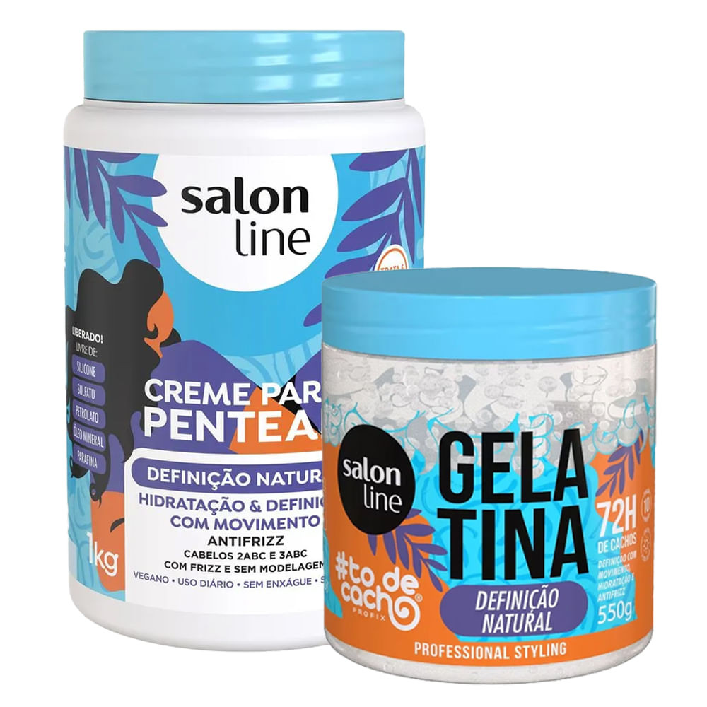 Kit Creme De Pentear Salon Line Definição Natural 1kg e Gelatina Salon ...