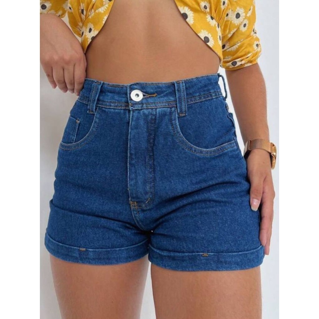 Short Jeans Feminino Cintura alta | Shopee Brasil