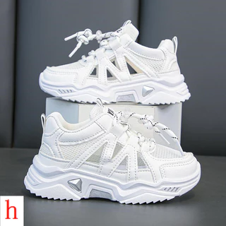 Tênis Infantil de Verão Novo Estilo Sapatilhas Ocas Tênis Infantil Huang Ling Tênis Feminino de Verão Tênis Feminino de Sola Macia Tênis de Malha Oca Tênis de Papai Branco Respirável