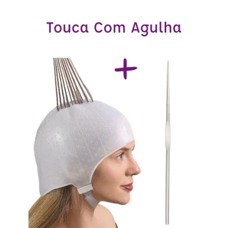 Touca com Agulha para Luzes Mechas Reflexos Morena Iluminada Loiras Modelo Alinhada com 1000 Furos