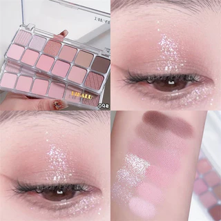 12 Paleta de Sombra Colorida Paleta de Cimento Brilhante Mate Perolado Paleta de Cimento Brilhante Natural Rosa Maquiagem de Olhos Longa Duração
