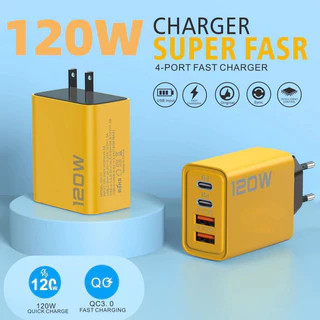 Carregador Rápido 4 Em 1 PD USB TypeC 3.0 Adaptador De Energia