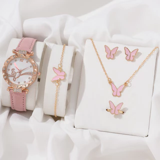 5 Pcs Little Relógio De Lazer Fresco Para Meninas Quartzo Versátil E Trendy Ladies