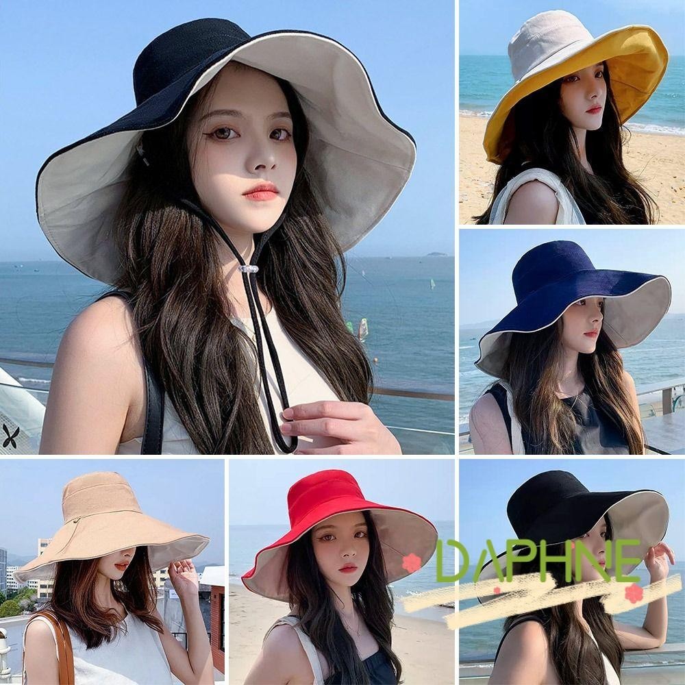 DA-FACC Beach Cap , Chapéu De Praia De Dupla Face Big Brim Bucket Hat ...