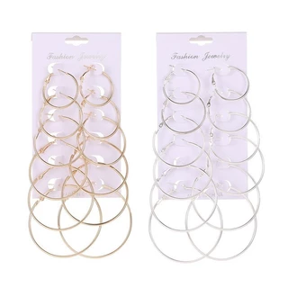 6Pairs/Set Brincos De Círculo Redondo Geométricos Femininos