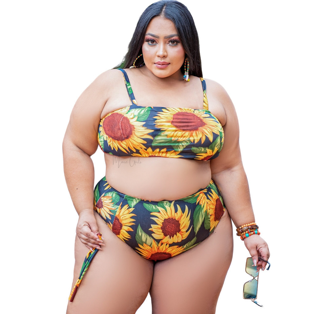 Biquíni Plus Size cintura Alta modelo 2 em 1