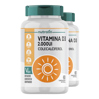 Kit 2x Vitamina D3 Nutralín Colecalciferol 60 Comp./Made in Usa