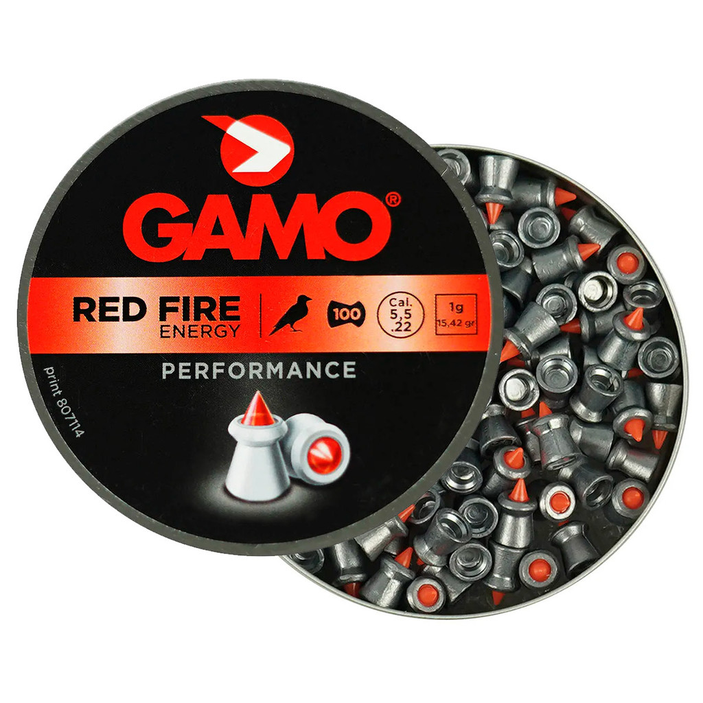 Chumbinho Gamo Red Fire 5.5mm Energy Expansivo 100un Ponta Vermelha Plástica Super Premium