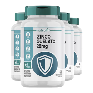 Kit 4x Zinco Quelato 29mg Nutralín 60 Comp.