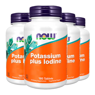 Kit 4x Potássio Plus Iodo Now Foods Potassium plus 180Tablts /Made in Usa