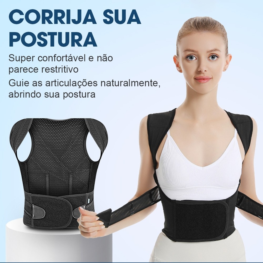 Corretor Postura Ajustável De Costas , Ombros E Coluna Vertebral Unissex com velcro