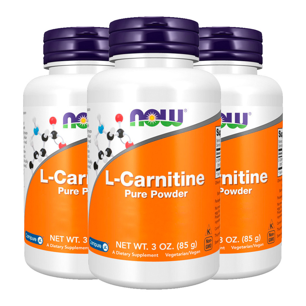 l carnitina em pó Kit 3x L-Carnitina Pura em Pó 85g Now Foods Importado /Made in Usa