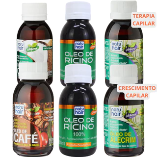 Kit de óleos Terapia Capilar + Crescimento Capilar Natuhair 60 ml Óleo de Coco + Rícino + Alecrim + Café