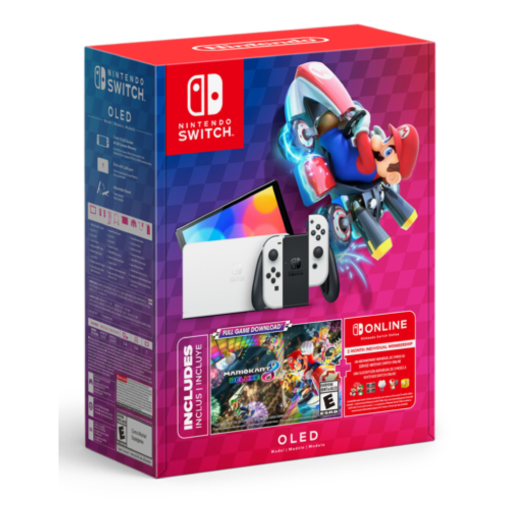 Console Nintendo Switch Oled+Jogo Mario Kart 8 Deluxe + 3 Meses de Assinatura Nintendo Switch Online