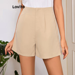 Lovito Short básico liso elegante para mulheres LBL16499