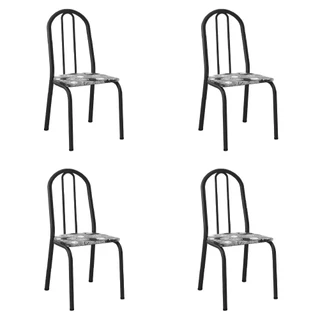 Conjunto Com 4 Cadeiras Tubular Diva Preto/Folha Artefamol