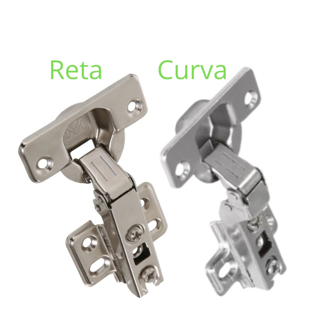 Kit 4 Dobradiça 35mm Curva ou Reta Para Portas De Móveis
