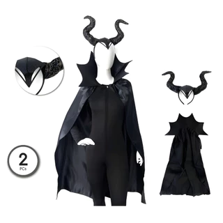 Conjunto Com Capa e Tiara de Hallowen Malévola WDF - 70678 / Fantasia Adulto / Festa / Traje