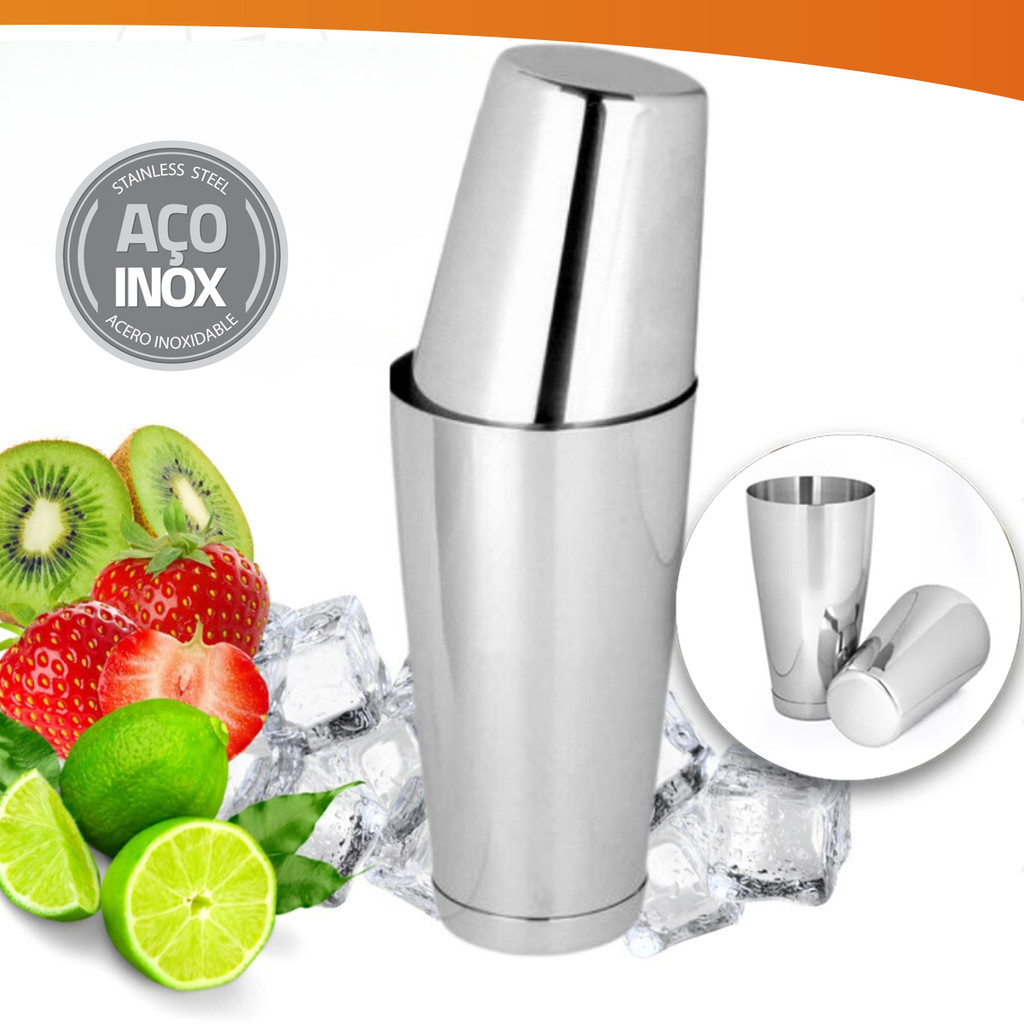 Coqueteleira Profissional Boston 820ml Barman Drinks Bebidas Bares Festa