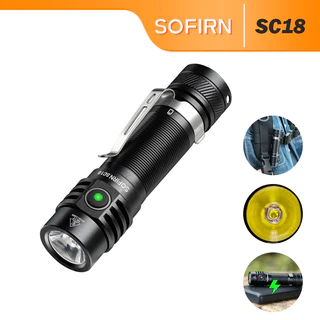 Sofirn SC18 USB Tipo C Lanterna Recarregável, Luz Super Brilhante Para Emergência, LED De Alta Potência 20W SST-40, Saída Máxima De 1800 Lúmens