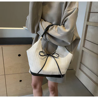 Lovito Bolsa de grande capacidade com laço simples para mulheres LFA46220